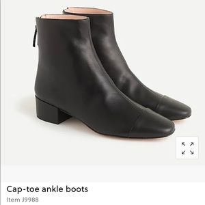 J.Crew Cap Toe Ankle Boots black smooth leather 8